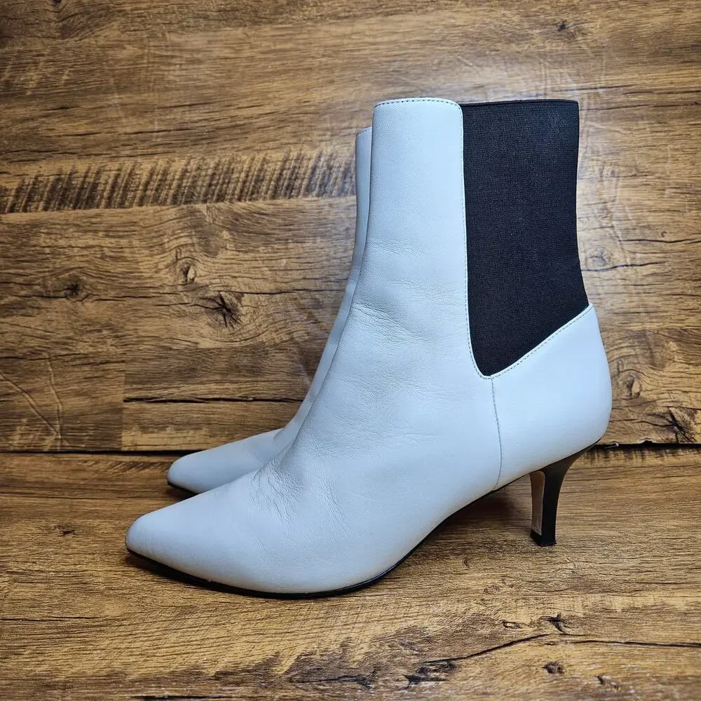 Joie Rali Ivory Leather pointed toe slip on booties sz 38  US 8